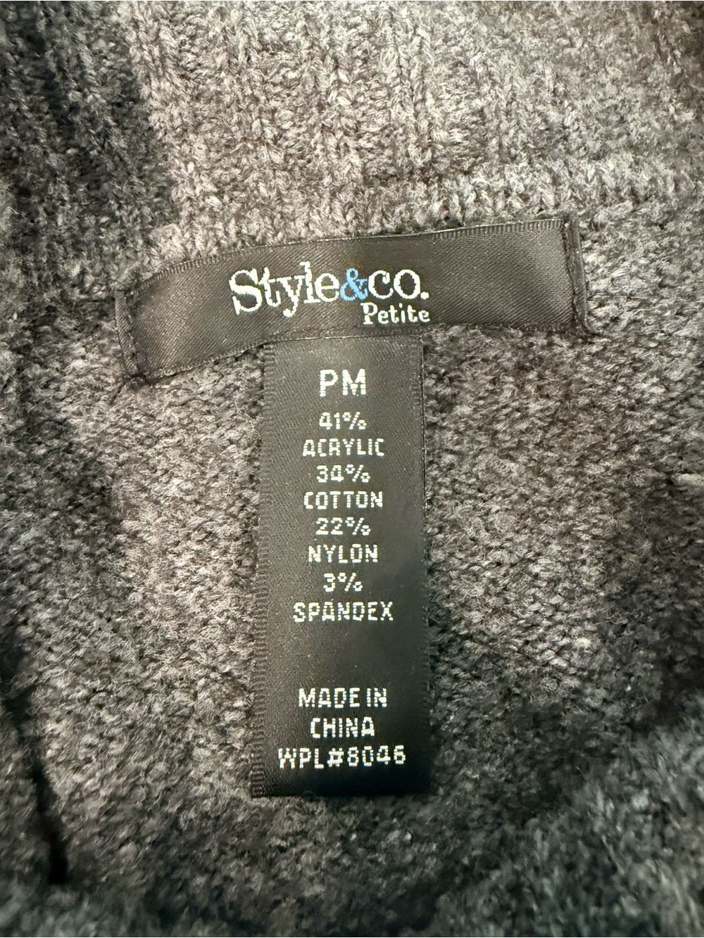 Style & Co. Petite Cowl Neck Sweater PM Gray - Picture 6 of 8